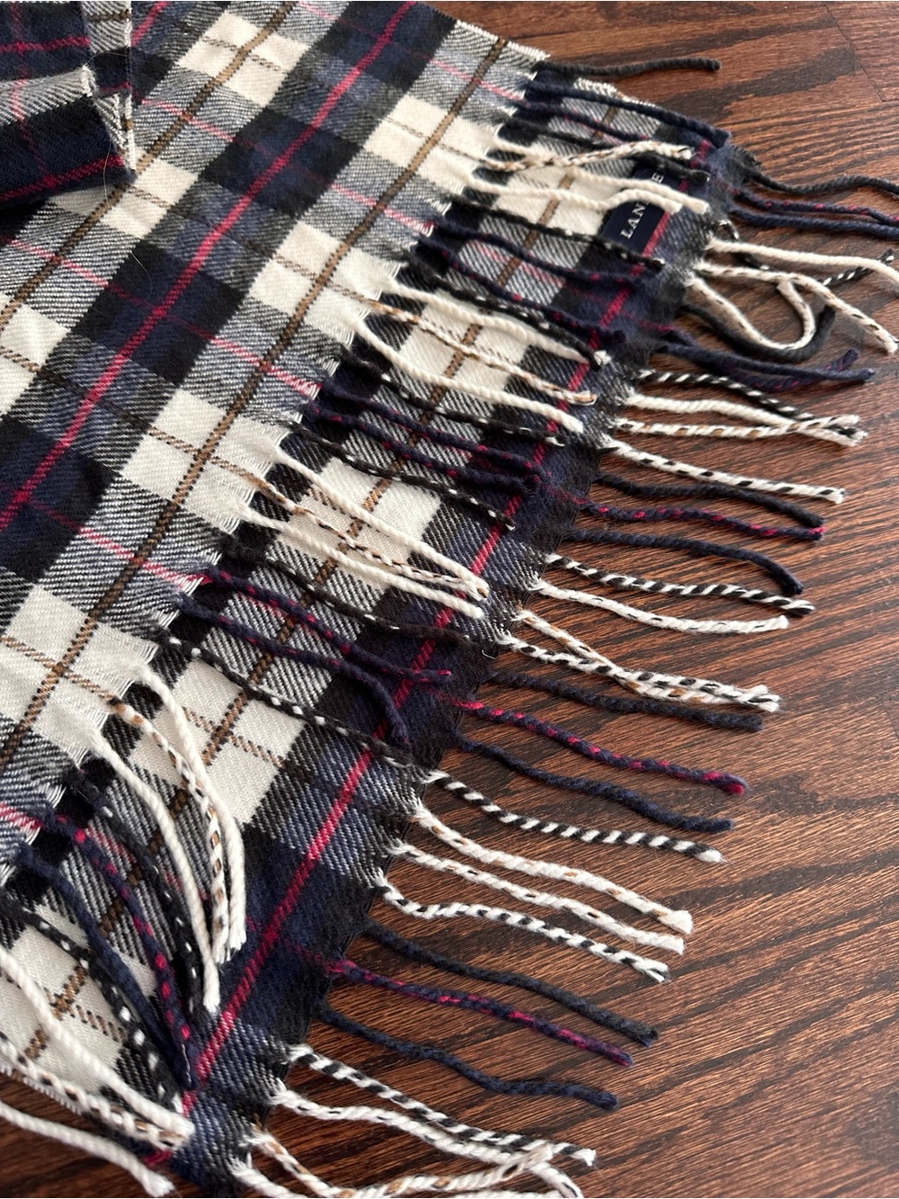 Lands End plaid fringed winter scarf - Picture 5 of 5